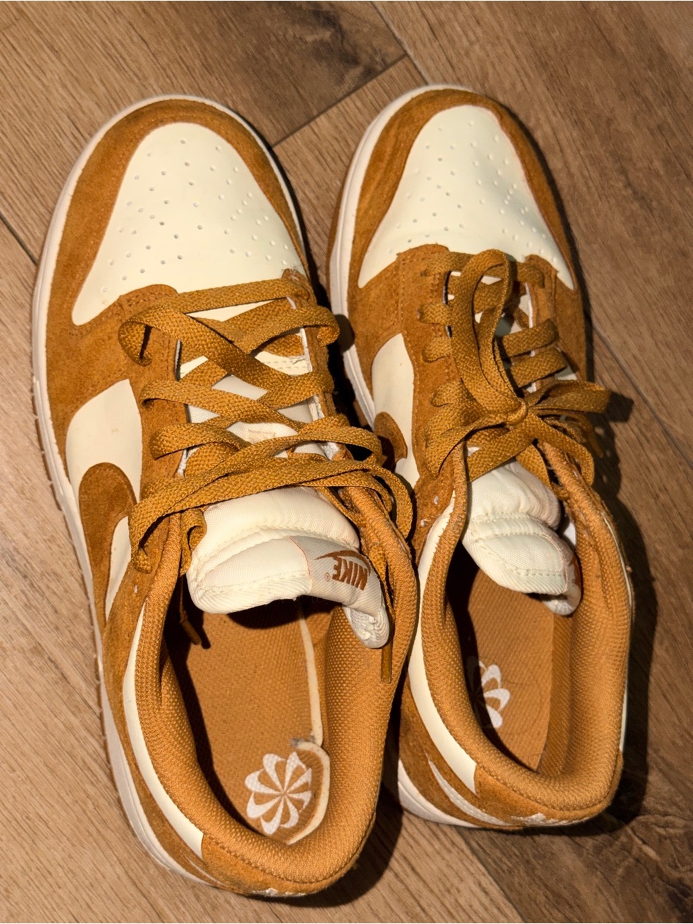 Nike Women’s Tan and Cream Suede Low-Top Sneakers